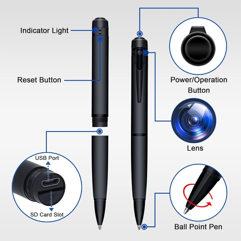 Stylo caméra espion Full HD