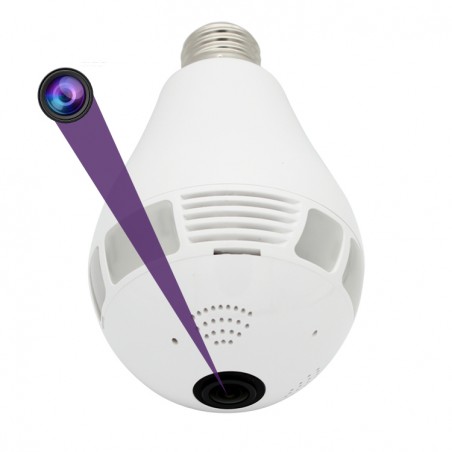 Ampoule caméra espion Full HD WIFI accessible à distance 360 degrés