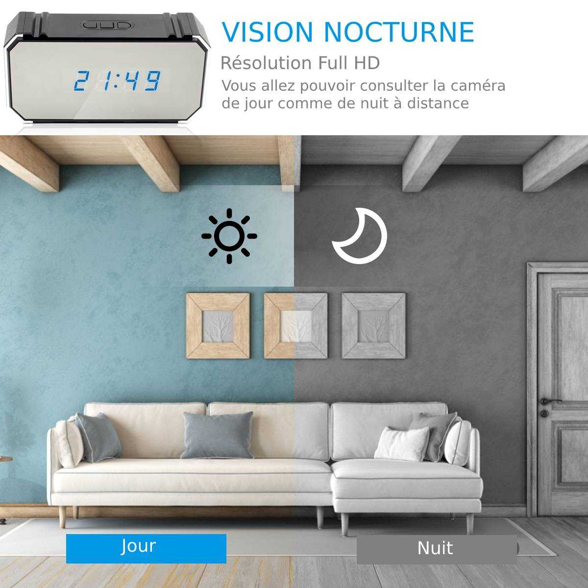 caméra espion wifi Full HD vision nocturne détection de mouvement